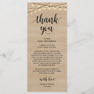 Rustic String Lights, Place Setting Thank You Card