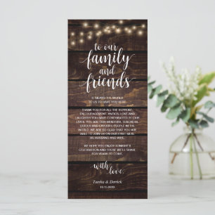 Rustic String lights, Place Setting Thank You Card