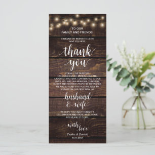Rustic String Lights, Place Setting Thank You Card