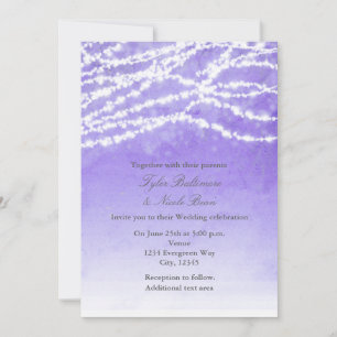 Rustic String Lights Purple Wedding Invitation