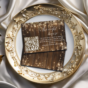 Rustic String Lights QR Code The Night Before Enclosure Card