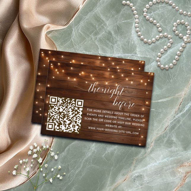 Rustic String Lights QR Code The Night Before Enclosure Card (Creator Uploaded)
