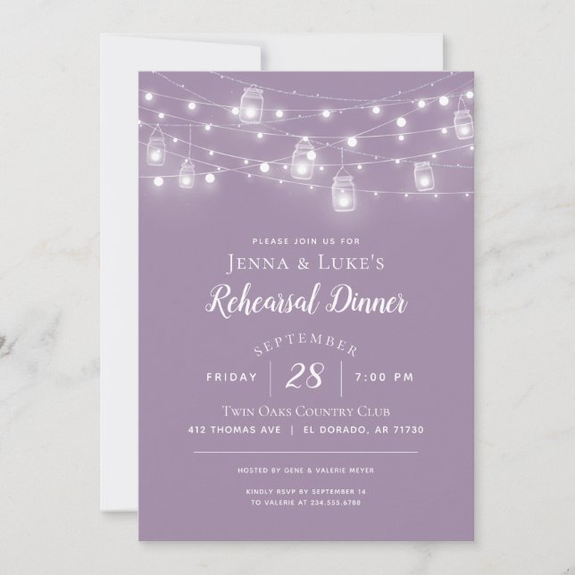 Rustic String Lights Rehearsal Dinner Invitation (Front)