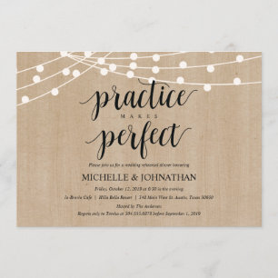 Rustic String Lights Rehearsal Dinner Invites