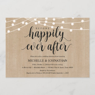 Rustic String Lights Rehearsal Dinner Invites