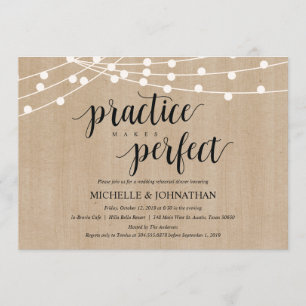 Rustic String Lights Rehearsal Dinner Invites