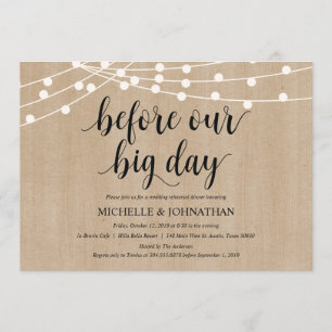 Rustic String Lights Rehearsal Dinner Invites