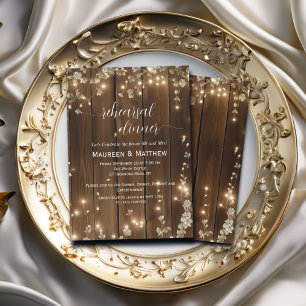 Rustic String Lights 'Rehearsal dinner' Wedding Invitation