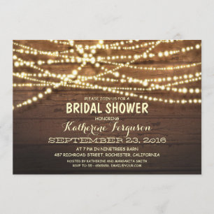 Rustic String Lights Romantic Bridal Shower Invitation