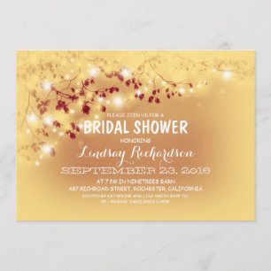 Rustic String Lights Romantic Bridal Shower Invitation
