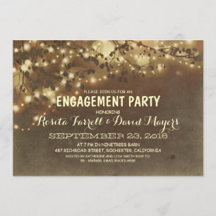 Rustic String Lights Romantic ENGAGEMENT PARTY Invitation
