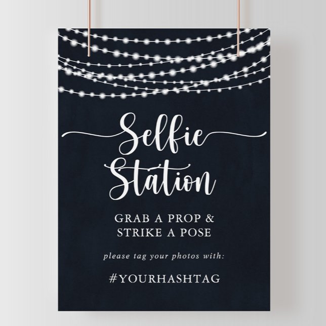 Rustic String Lights Selfie Station Sign (Creator Uploaded)