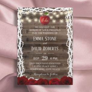 Rustic String Lights Snow White Fairy Tale Wedding Invitation