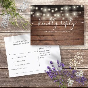 Rustic String Lights Song Request RSVP Postcard