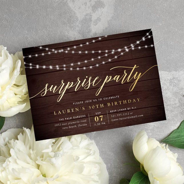 Rustic String Lights Surprise Party (Creator Uploaded)