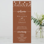 Rustic String Lights Terracotta Wedding Program Programme<br><div class="desc">This rustic string lights terracotta wedding program is perfect for a classic wedding. The design features beautiful hand-painted string lights in a terracotta background.</div>