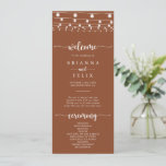 Rustic String Lights Terracotta Wedding Program Programme<br><div class="desc">This rustic string lights terracotta wedding program is perfect for a classic wedding. The design features beautiful hand-painted string lights in a terracotta background.</div>