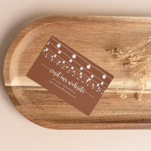 Rustic String Lights Terracotta Wedding Website Enclosure Card