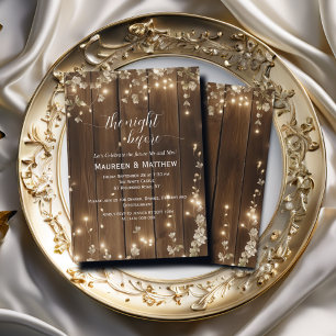 Rustic String Lights 'The Night Before' Wedding Invitation