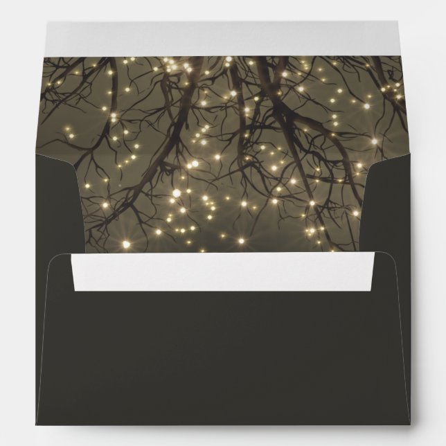 Rustic String Lights Tree Branch Country Wedding Envelope (Back (Bottom))