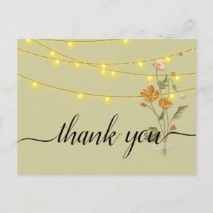Rustic string lights trendy Thank you Postcard