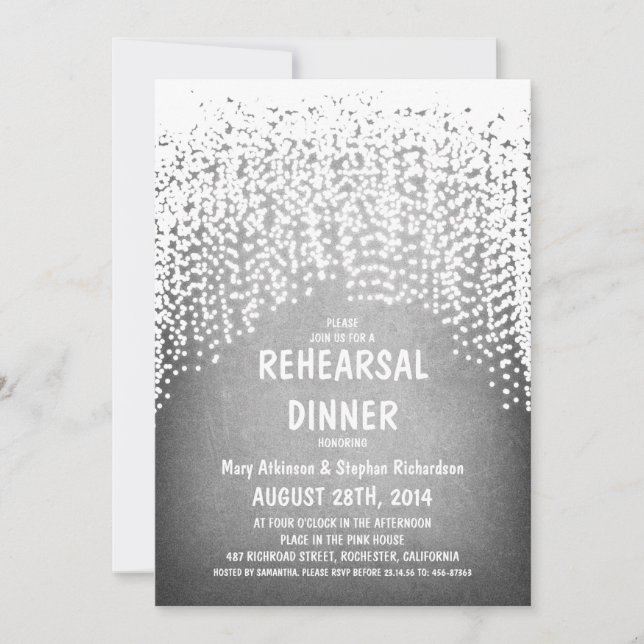rustic string lights vintage rehearsal dinner invitation (Front)