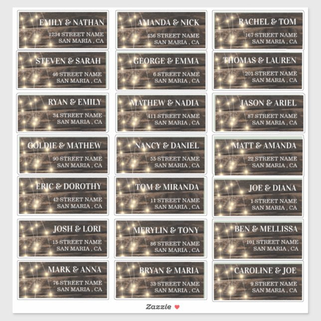 Rustic String Lights Wedding Guest Address Labels (Sheet)