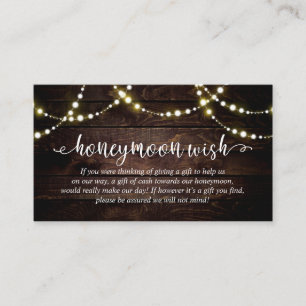 Rustic string lights, Wedding Honeymoon Fund Wish Enclosure Card