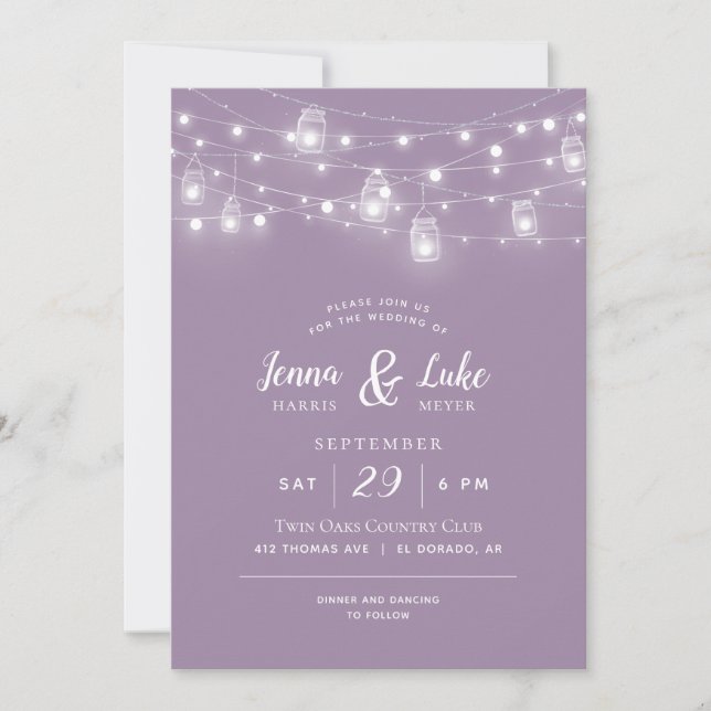 Rustic String Lights Wedding Invitation (Front)