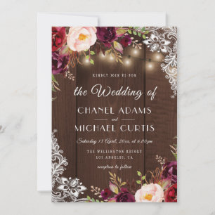 rustic string lights wedding invitation