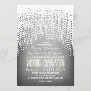rustic string lights wedding invitations