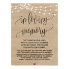 Rustic string lights Wedding Memorial Table Sign
