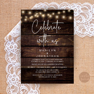 Rustic String Lights Wedding Reception Elegant Invitation