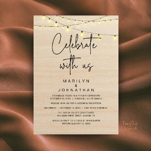 Rustic String Lights Wedding Reception Elegant Invitation