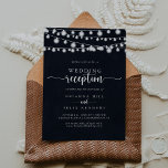 Rustic String Lights Wedding Reception   Invitation<br><div class="desc">This rustic string lights wedding reception invitation is perfect for a simple post elopement party. The design features beautiful hand-painted string lights in a dark blue background.

RSVP cards are sold separately,  or you can the RSVP details to the back or bottom of the card.</div>