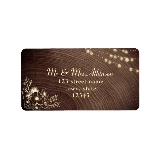 Rustic String Lights Wedding Return Address Label (Front)