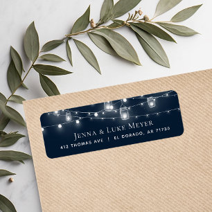 Rustic String Lights Wedding Return Address Labels