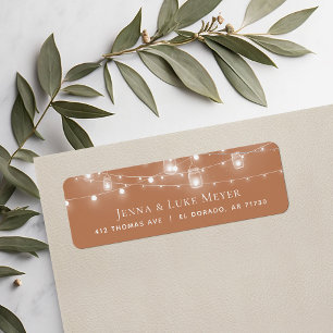 Rustic String Lights Wedding Return Address Labels
