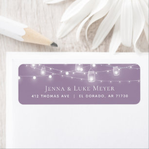 Rustic String Lights Wedding Return Address Labels