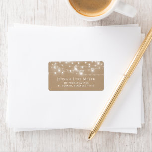 Rustic String Lights Wedding Return Address Labels