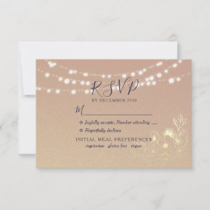 Rustic String Lights Wedding  RSVP Card