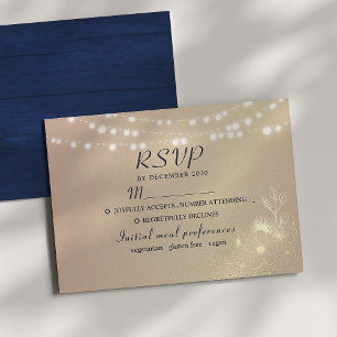 Rustic String Lights Wedding RSVP Card