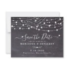 Rustic String Lights Wedding Save The Date Slate