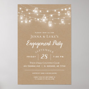 Rustic String Lights Wedding Sign