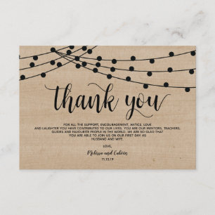 Rustic string lights wedding Thank You card design