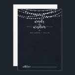 Rustic String Lights Wedding Words of Wisdom Advice Card<br><div class="desc">This rustic string lights wedding words of wisdom advice card is perfect for a modern wedding. The design features beautiful hand-painted string lights in a dark blue background. These cards are perfect for a wedding, bridal shower, baby shower, graduation party & more. Personalise the cards with the names of the...</div>