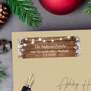 Rustic String Lights Winter Snowflakes Holiday