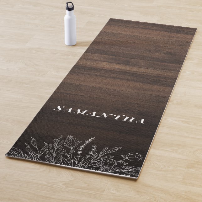 Rustic String Lights Wood Pattern Mum Personalised Yoga Mat (In Situ)