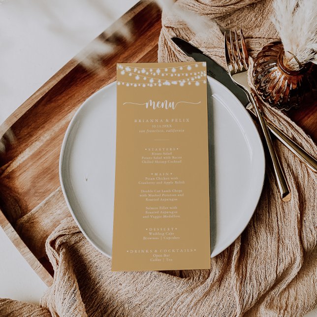 Rustic String Lights Yellow Dinner Menu (Creator Uploaded)