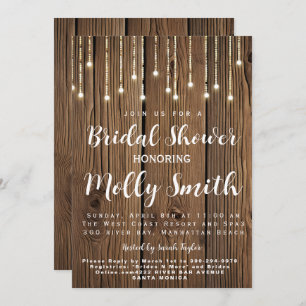Rustic string of lights Bridal shower Invitation